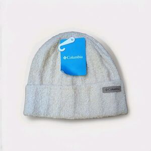 Columbia Slowcamp Cuffed Beanie Beige Cream Textured Recycled Knit Hat OS